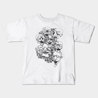 Multiple faces #2 - Psychedelic Ink Drawing with Art Style Kids T-Shirt